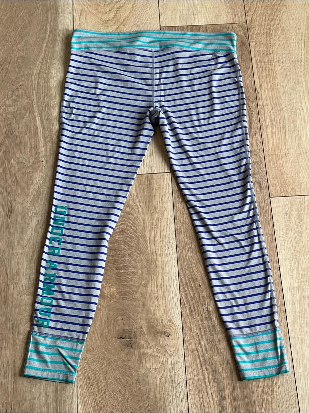 Under Armour Blue & Gray Striped Leggings